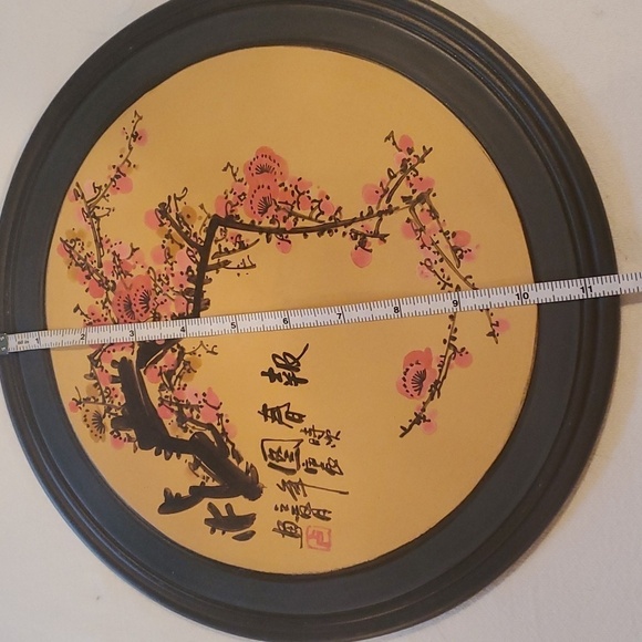 Vintage Oriental Art Hand Painted ~ 11.5" on Hard Surface with Easel. - Picture 5 of 7